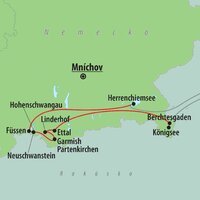 CK Turancar, autobusový poznávací zájazd, Bavorsko - zámky a hory, mapa